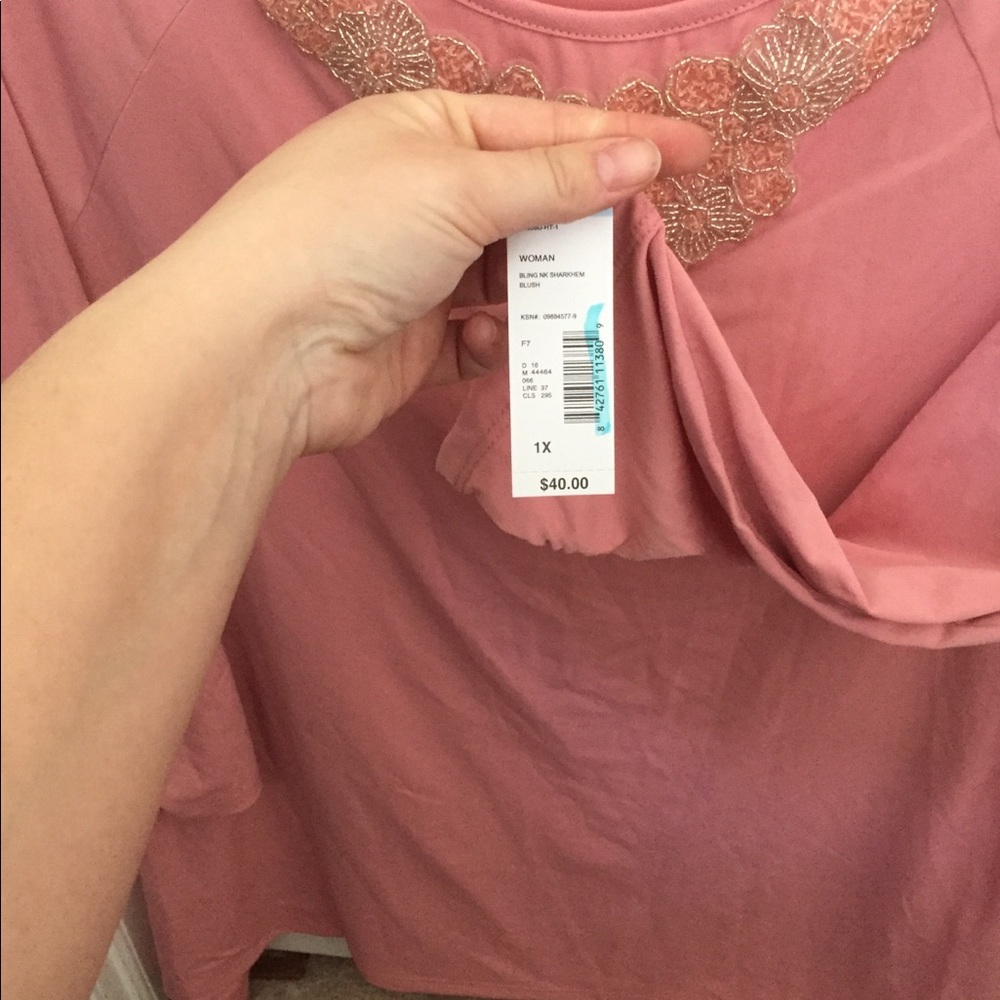 Peach jewel neck top